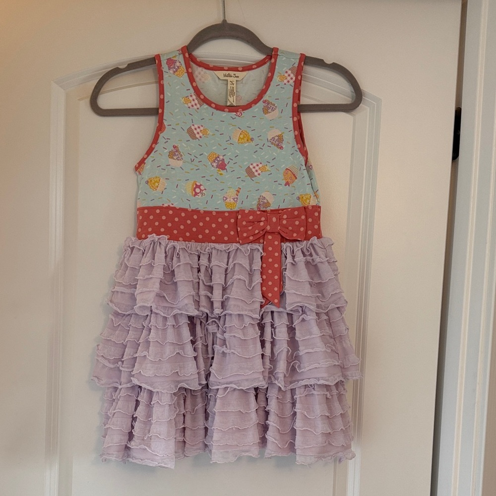 Matilda Jane Aqua and Lavender Ruffle Dress cupcake birthday size 8